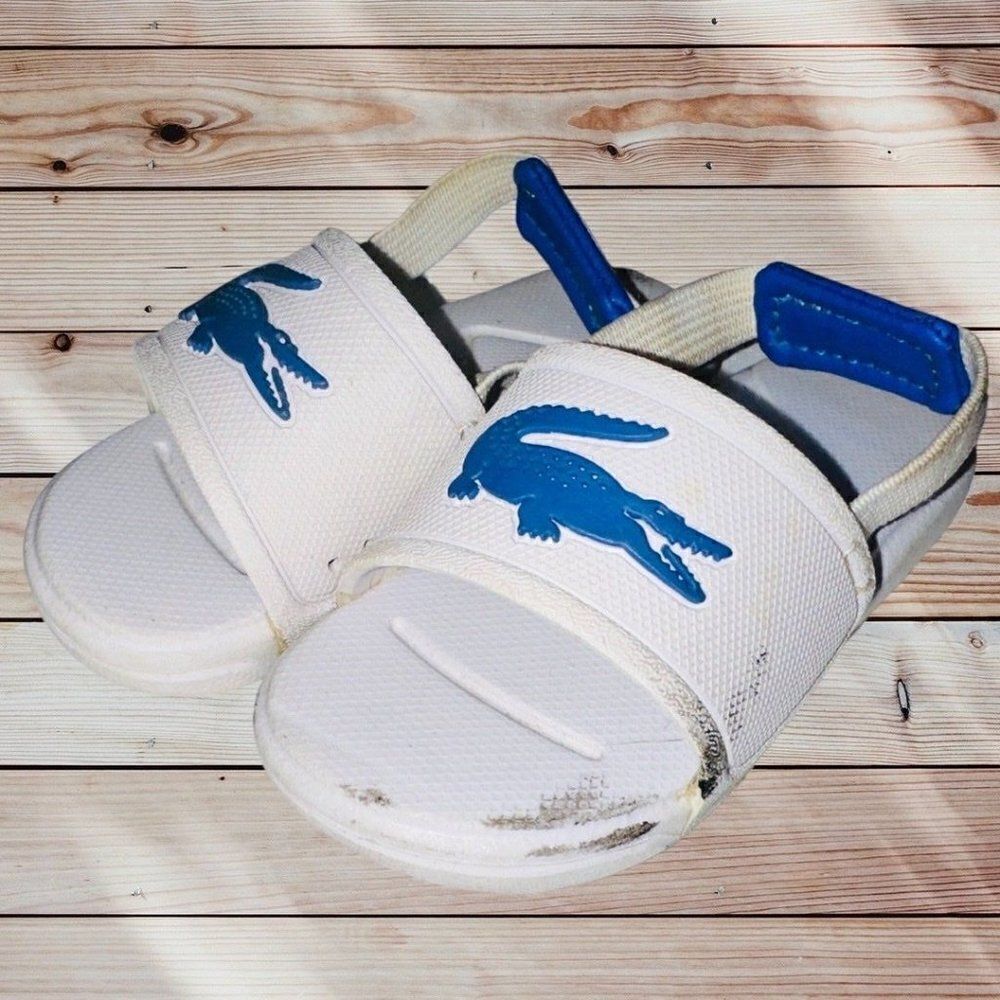 Lacoste toddler infant Synthetic Slides white blue size 4